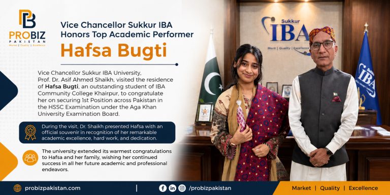 Vice Chancellor of Sukkur IBA Honors Top Academic Performer Hafsa Bugti